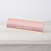 パーソナライズされたバラ金ゴールドグリッターデスク名プレート デスクネームプレート (正面)