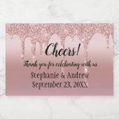 パーソナライズされたバラ金ゴールドグリッタードライブミニ スパークリングワインラベル (シングルラベル)