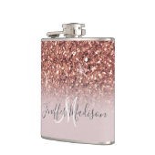 パーソナライズされたバラ金ゴールドグリッタードリップスラグジュアリガーリーー フラスク (左)