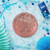 パーソナライズされたバラ金ゴールドグリッタードリップスラグジュアリガーリーー  ペーパープレート (パーティー)