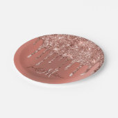 パーソナライズされたバラ金ゴールドグリッタードリップスラグジュアリガーリーー  ペーパープレート (アングル)