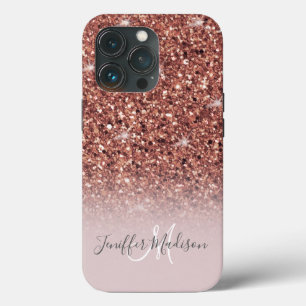 パーソナライズされたバラ金ゴールドグリッタードリップスラグジュアリガーリーー iPhone 13 PROケース