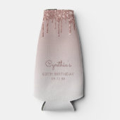パーソナライズされたバラ金ゴールドグリッタードリップ60th誕生日 ボトルクーラー (正面)