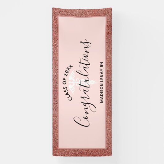 パーソナライズされたバラ金ゴールドグリッターナース卒業 横断幕 (縦)