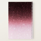 パーソナライズされたバラ金ゴールドグリッター勾配仕訳帳 ノートブック (裏面)