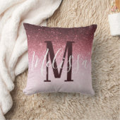 パーソナライズされたバラ金ゴールドグリッター勾配 クッション (ブランケット)