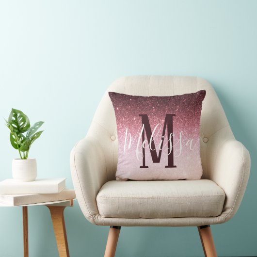 パーソナライズされたバラ金ゴールドグリッター勾配 クッション (椅子)