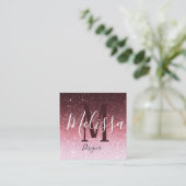 パーソナライズされたバラ金ゴールドグリッター勾配 スクエア名刺 (スタンド正面)