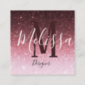 パーソナライズされたバラ金ゴールドグリッター勾配 スクエア名刺 (正面)