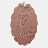 パーソナライズされたバラ金ゴールドグリッター名デザイン – エミー オーナメントカード (右)