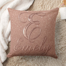 パーソナライズされたバラ金ゴールドグリッター名デザイン – エミー クッション