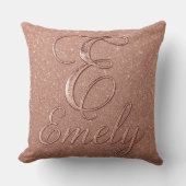 パーソナライズされたバラ金ゴールドグリッター名デザイン – エミー クッション (正面)