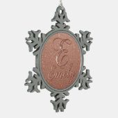 パーソナライズされたバラ金ゴールドグリッター名デザイン – エミー スノーフレークピューターオーナメント (左)