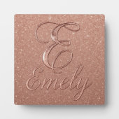 パーソナライズされたバラ金ゴールドグリッター名デザイン – エミー フォトプラーク (正面)