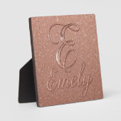 パーソナライズされたバラ金ゴールドグリッター名デザイン – エミー フォトプラーク (正面)
