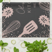 パーソナライズされたバラ金ゴールドグリッター料理ツール キッチンタオル (折り畳み)