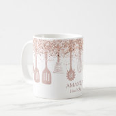 パーソナライズされたバラ金ゴールドグリッター料理ツール コーヒーマグカップ (正面左)