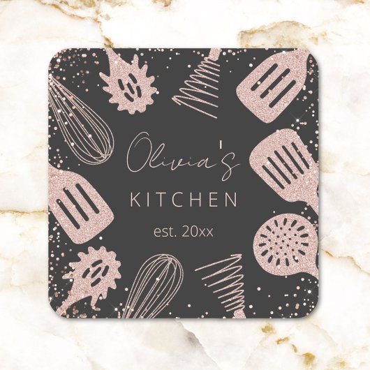 パーソナライズされたバラ金ゴールドグリッター料理ツール スクエアシール