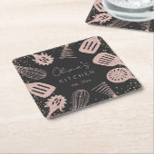 パーソナライズされたバラ金ゴールドグリッター料理ツール スクエアペーパーコースター (アングル)