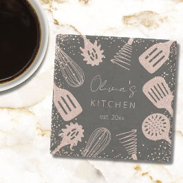 パーソナライズされたバラ金ゴールドグリッター料理ツール ストーンコースター