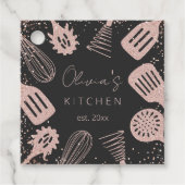 パーソナライズされたバラ金ゴールドグリッター料理ツール フェイバータグ (正面)