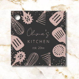 パーソナライズされたバラ金ゴールドグリッター料理ツール フェイバータグ