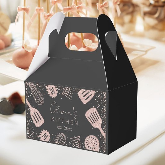 パーソナライズされたバラ金ゴールドグリッター料理ツール フェイバーボックス