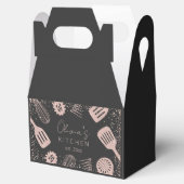 パーソナライズされたバラ金ゴールドグリッター料理ツール フェイバーボックス (オープン)