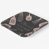 パーソナライズされたバラ金ゴールドグリッター料理ツール ペーパープレート (傾斜あり)