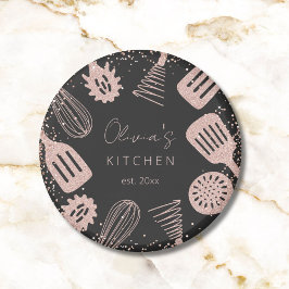 パーソナライズされたバラ金ゴールドグリッター料理ツール マグネット