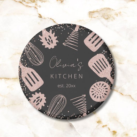 パーソナライズされたバラ金ゴールドグリッター料理ツール マグネット