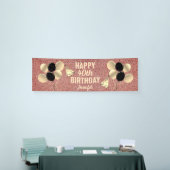 パーソナライズされたバラ金ゴールドグリッター40th誕生日パーティー 横断幕 (トレードショー)