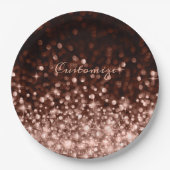 パーソナライズされたバラ金ゴールドスパークル ペーパープレート (正面)