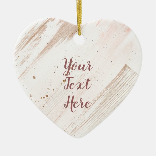 パーソナライズされたバラ金ゴールドスプラッシュ装飾 セラミックオーナメント (正面)