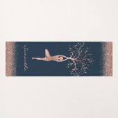 パーソナライズされたバラ金ゴールドツリーポーズナマステ ヨガマット (裏面(横))