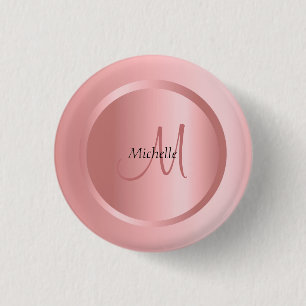 パーソナライズされたバラ金ゴールドテンプレートモノグラムエレガント 缶バッジ