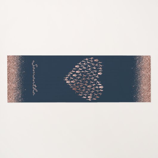 パーソナライズされたバラ金ゴールドハートポーズナマステヨガマ ヨガマット (裏面(横))