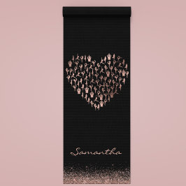 パーソナライズされたバラ金ゴールドハートポーズナマステ ヨガマット