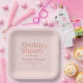 パーソナライズされたバラ金ゴールドピ結婚ンクブライダルシャワー ペーパープレート (パーティー)