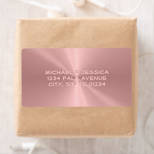 パーソナライズされたバラ金ゴールドメタリック放射状テクスチャ ラベル (インサイチュ)