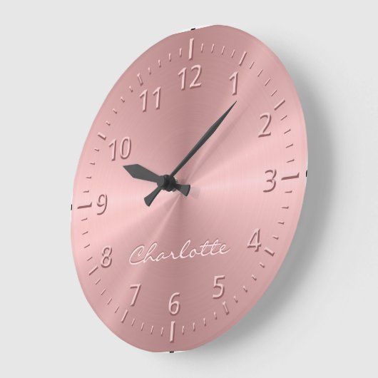 パーソナライズされたバラ金ゴールドメタリック放射状テクスチャ ラージ壁時計 (傾斜)