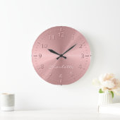 パーソナライズされたバラ金ゴールドメタリック放射状テクスチャ ラージ壁時計 (ホーム)