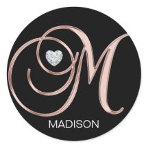 パーソナライズされたバラ金ゴールドモノグラムのハート文字M