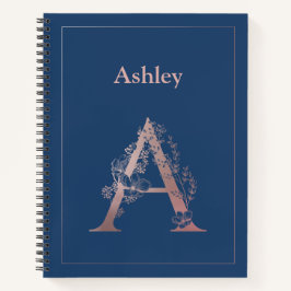 パーソナライズされたバラ金ゴールドモノグラムイニシャルA ノートブック