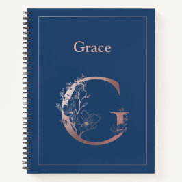 パーソナライズされたバラ金ゴールドモノグラムイニシャルG ノートブック