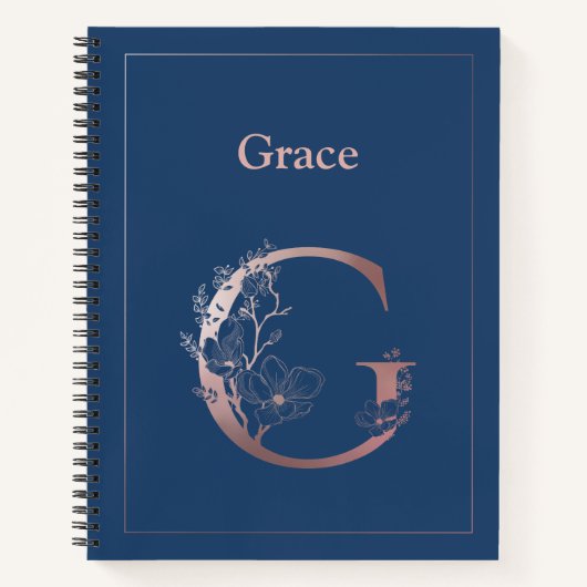 パーソナライズされたバラ金ゴールドモノグラムイニシャルG ノートブック (正面)