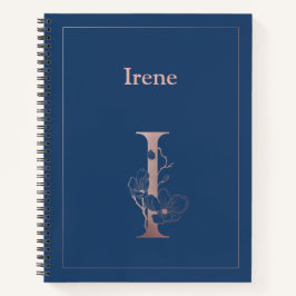 パーソナライズされたバラ金ゴールドモノグラムイニシャルI ノートブック