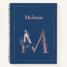 パーソナライズされたバラ金ゴールドモノグラムイニシャルM ノートブック