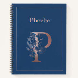 パーソナライズされたバラ金ゴールドモノグラムイニシャルP ノートブック