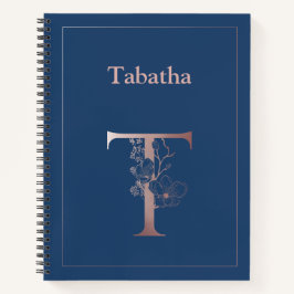 パーソナライズされたバラ金ゴールドモノグラムイニシャルT ノートブック